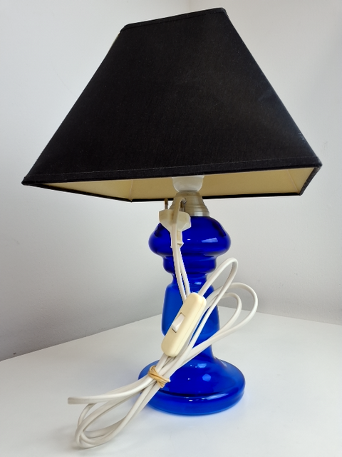 Blå lampe af glas